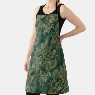 Tablier Motif de feuilles tropicales en vert or luxe