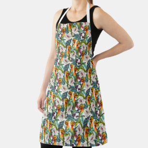 Tablier Motif De Fleur Exotique Et Oiseau