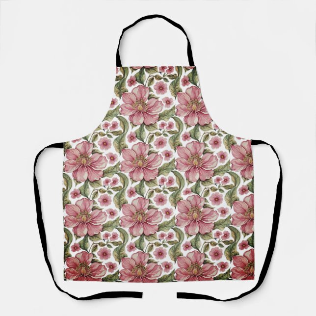 Tablier Motif de fleurs roses (Recto)