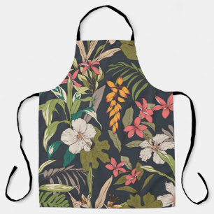 Tablier Motif de fleurs tropicales sans joint arrière - pl