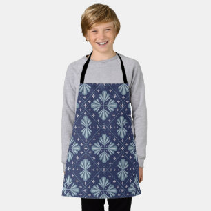 Tablier Motif de formes géométriques bleues