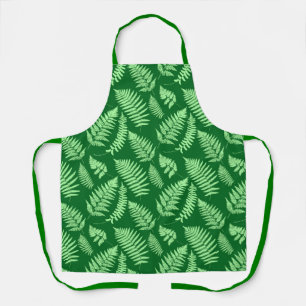 Tablier Motif de fougère des bois, vert clair et émeraude