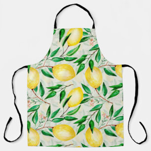 Tablier Motif de fruits à l'aquarelle transparente. citron