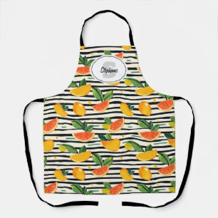 Tablier Motif de fruits d'agrumes avec Feuilles verts (6)