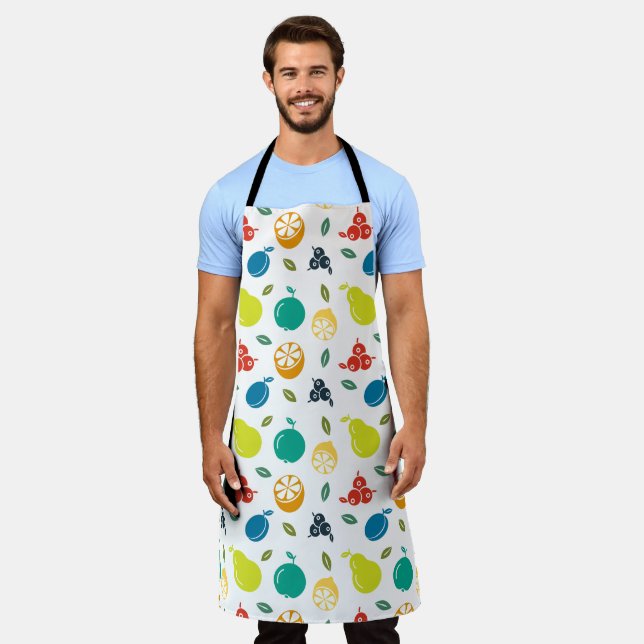 Tablier Motif de fruits, Plum, Orange, Citron, Poire, Pomm (Porté)