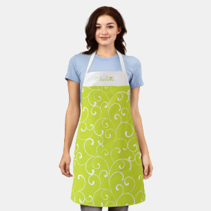 Tablier Motif de gribouillis sur Lime Green avec nom