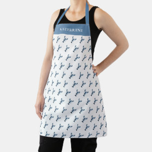 Tablier Motif de homard à la poussiéreuse bleu aquarelle a