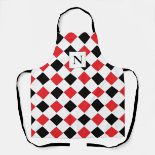 Tablier Motif de Jacquard noir et rouge Monogramme