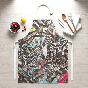 Tablier Motif de jungle zébrée coloré vibrant