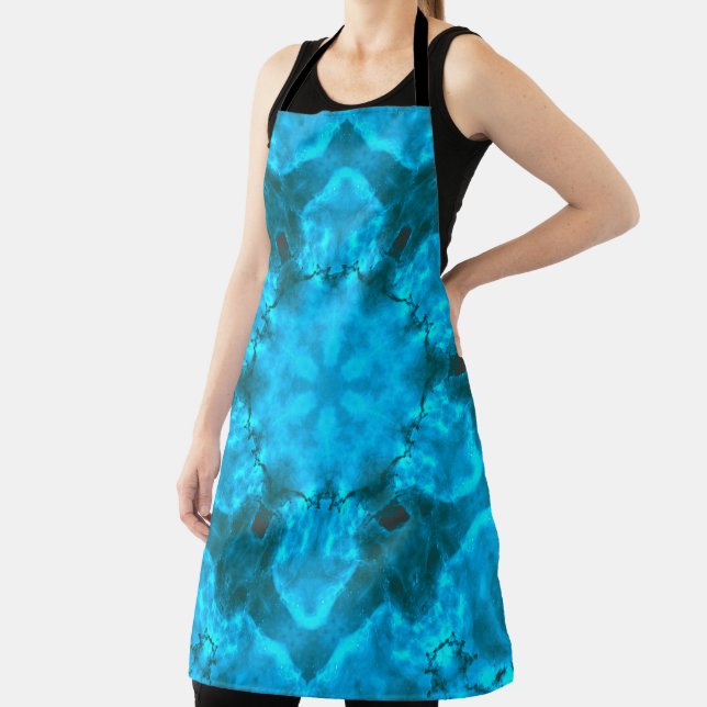 Tablier Motif de kaléidoscope bleu glace givrée (Insitu)