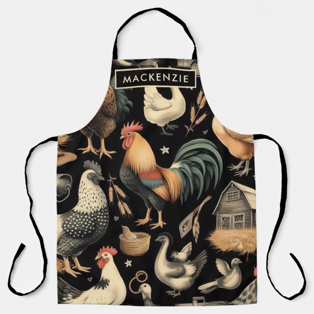 Tablier Motif de la ferme de poulet Retro (Recto)