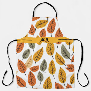 Tablier Motif de la feuille d'automne Monogramme Floral Bo