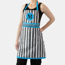Tablier Motif de la ligne blanche noire monogramme