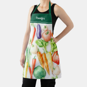 Tablier Motif de légumes à l'aquarelle moderne personnalis