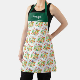 Tablier Motif de légumes aquarelle moderne personnalisé