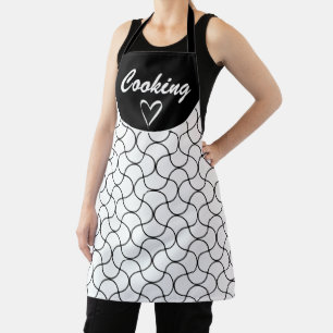 Tablier Motif de ligne circulaire géométrique en noir blan