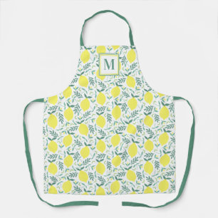 Tablier motif de monogramme botanique de citron