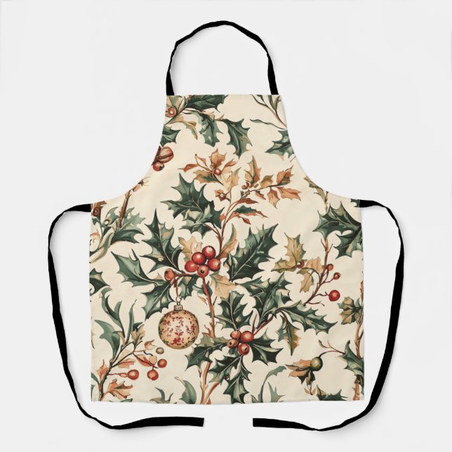 Tablier Motif de Noël floral Poinsettia (3) (Recto)
