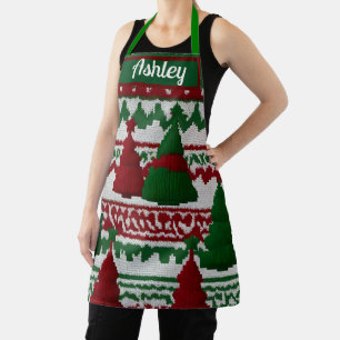 Tablier Motif de Noël tricoté personnalisé