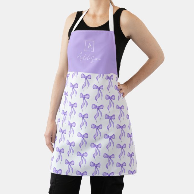 Tablier Motif de Nœud Papillon Violet Monogramme Personnal (Insitu)