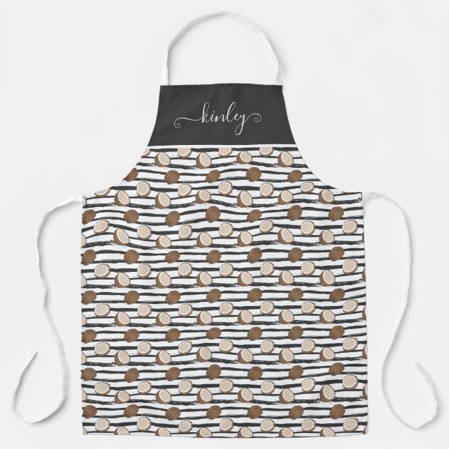 Tablier Motif de noix de coco sur Grunge Stripes (Recto)