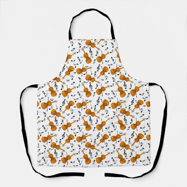 Tablier Motif de notes de musique violon (Recto)
