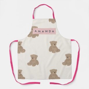 Tablier Motif de nounours en peluche adorable pastel perso