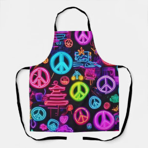 Tablier Motif de paix néon coloré