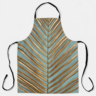 Tablier Motif de palme tropicale peint en or