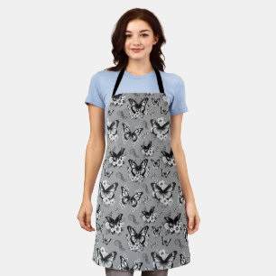 Tablier Motif de papillon gris