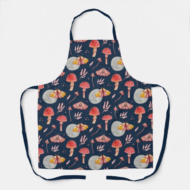 Tablier Motif de papillon magique et de champignons. Soiré (Recto)