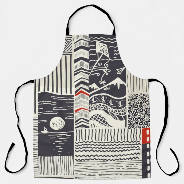 Tablier Motif de patchwork sans couture de doodles abstrai (Recto)