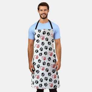Tablier Motif de pattes, pattes noires, pattes rouges, cœu