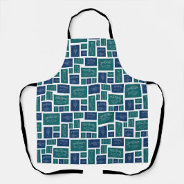 Tablier Motif de poisson bleu vert vintage
