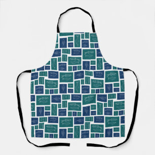 Tablier Motif de poisson bleu vert vintage