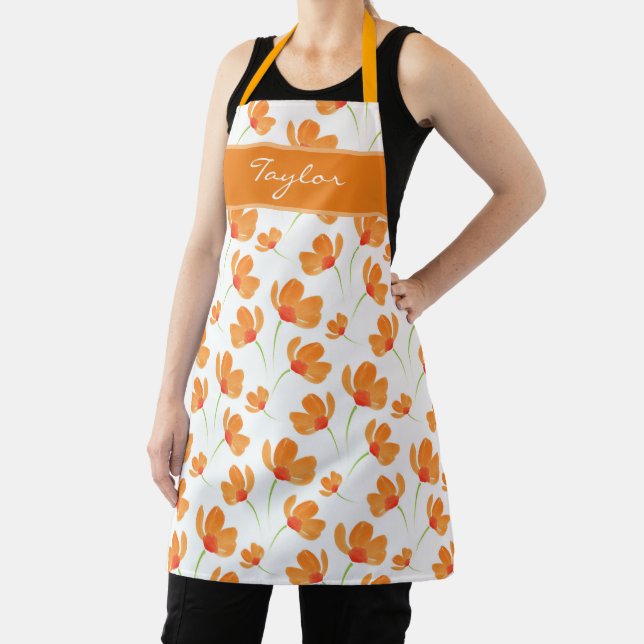 Tablier Motif de Poppies d'aquarelle orange (Insitu)