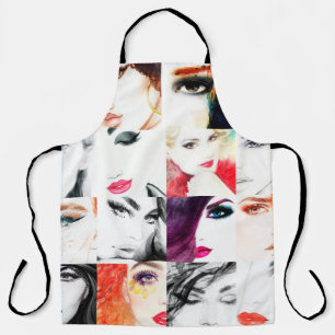 Tablier Motif de portrait féminin aquarelle