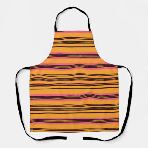 Tablier Motif de rayure horizontale rose orange gras