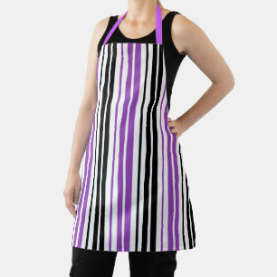 Tablier Motif de rayures blanches noires violettes