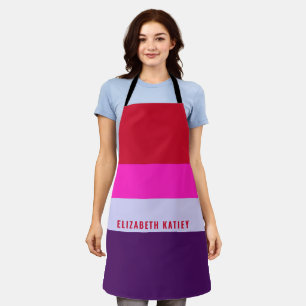 Tablier Motif de rayures rouge, rose et violet Personnalis