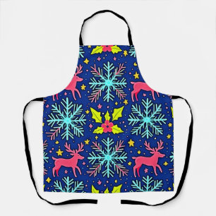 Tablier Motif de Renne de Noël Bleu Foncé Design