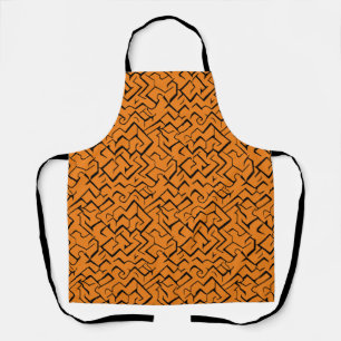 Tablier Motif De Répétition Orange Et Noir Maze moderne
