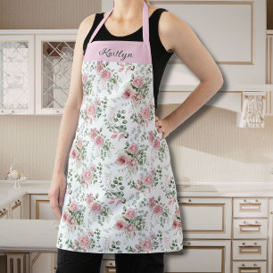 Tablier Motif de roses roses personnalisées Jardin floral