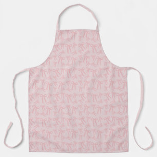 Tablier Motif de rubans roses Boho sur fond rose poudré