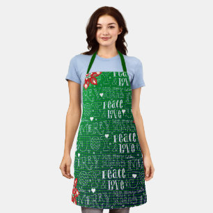 Tablier Motif de script de Noël de vacances vert festif