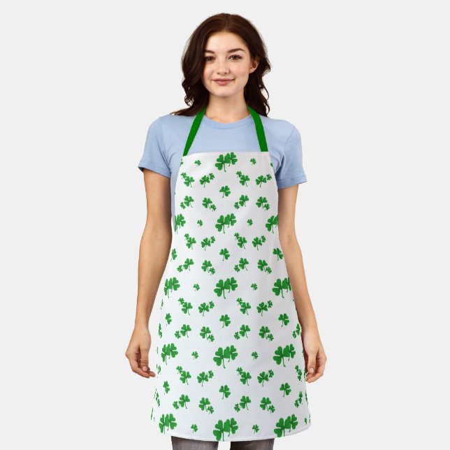Tablier Motif de Shamrock vert à dégradé mou (Porté)