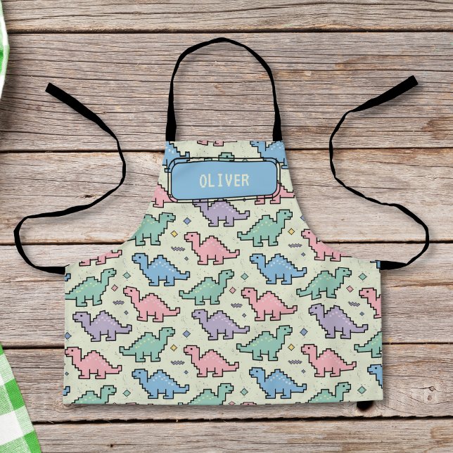 Tablier Motif de silhouettes de dinosaures en pixels paste (Créateur téléchargé)