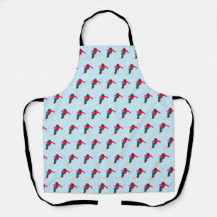 Tablier Motif de ski alpin bleu pâle, rouge et vert
