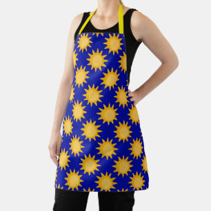 Tablier Motif de soleil radieux sur fond bleu