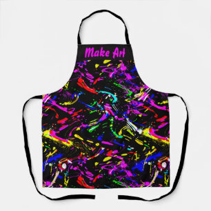 Tablier Motif de taches de peinture colorées sur fond noir